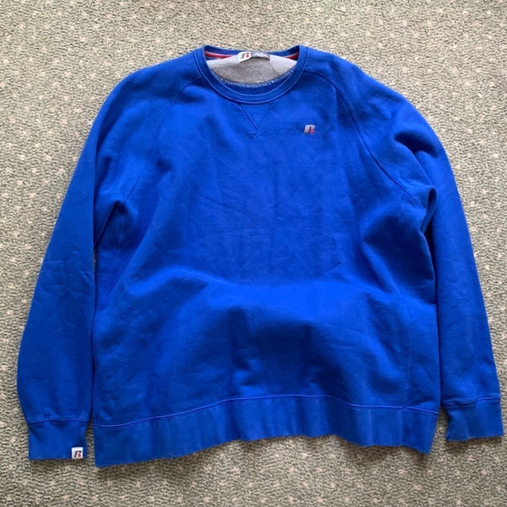 Y2k premium fleece russel athletic crew neck Embroidered Logo‎